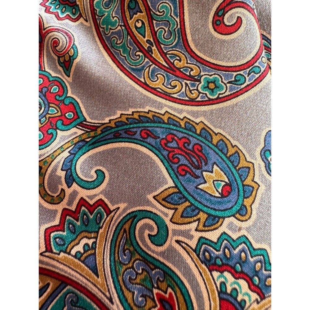 Vintage Italian Silk Paisley Tie, Designer Necktie, Bronze Teal Red XL Long 61"